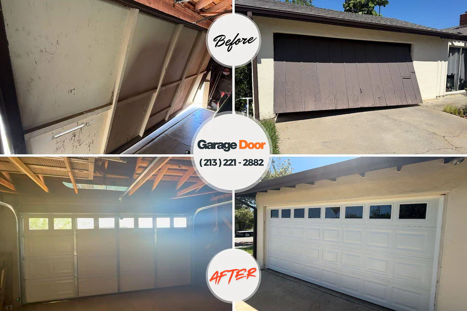 Before and after: garage door repair Medina, NY